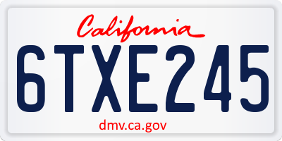 CA license plate 6TXE245