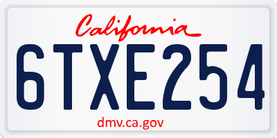 CA license plate 6TXE254