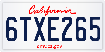 CA license plate 6TXE265