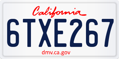 CA license plate 6TXE267