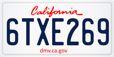 CA license plate 6TXE269