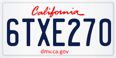 CA license plate 6TXE270