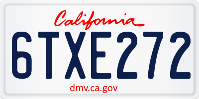 CA license plate 6TXE272