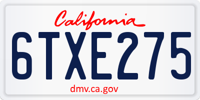 CA license plate 6TXE275