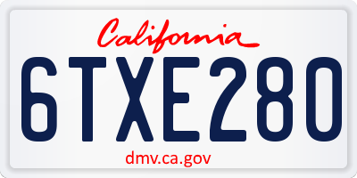 CA license plate 6TXE280