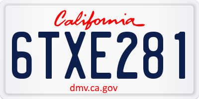CA license plate 6TXE281