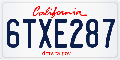 CA license plate 6TXE287