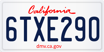CA license plate 6TXE290