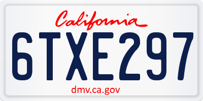 CA license plate 6TXE297