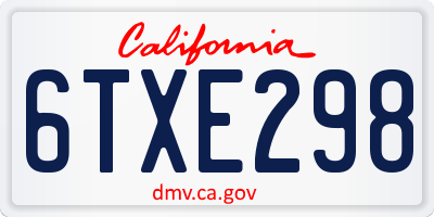 CA license plate 6TXE298