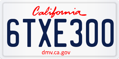 CA license plate 6TXE300