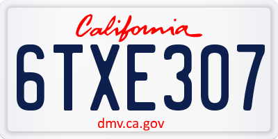 CA license plate 6TXE307