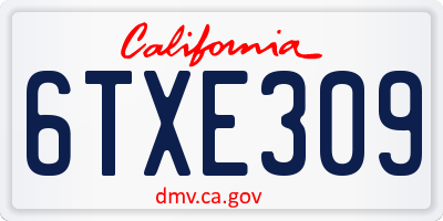 CA license plate 6TXE309