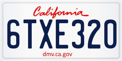 CA license plate 6TXE320