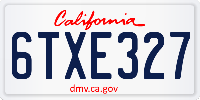 CA license plate 6TXE327