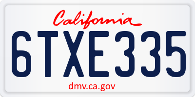 CA license plate 6TXE335