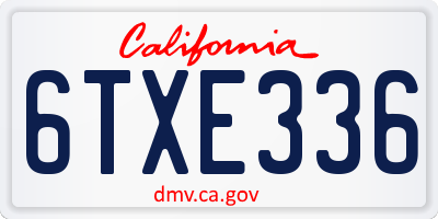 CA license plate 6TXE336