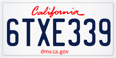 CA license plate 6TXE339