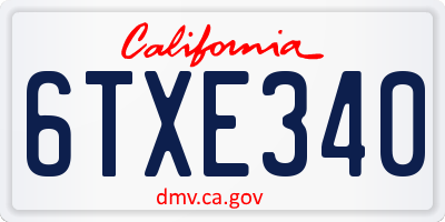 CA license plate 6TXE340