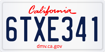 CA license plate 6TXE341