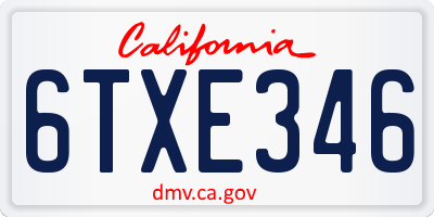 CA license plate 6TXE346