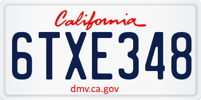 CA license plate 6TXE348