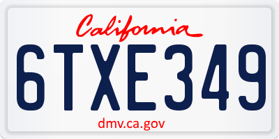 CA license plate 6TXE349