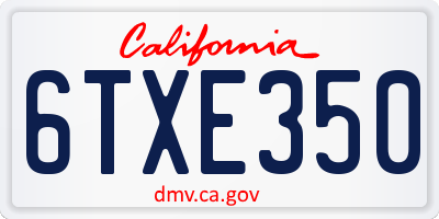 CA license plate 6TXE350