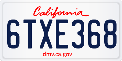 CA license plate 6TXE368