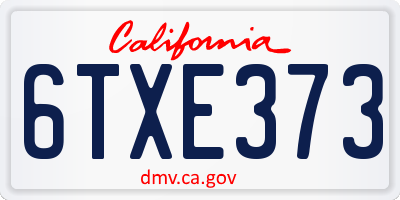 CA license plate 6TXE373