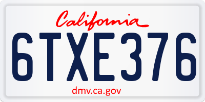 CA license plate 6TXE376