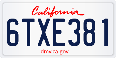 CA license plate 6TXE381