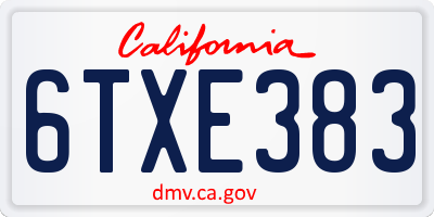 CA license plate 6TXE383