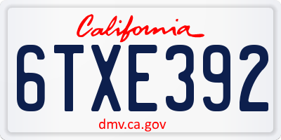 CA license plate 6TXE392