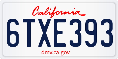 CA license plate 6TXE393