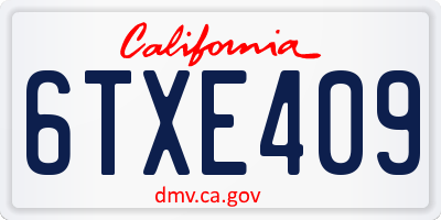CA license plate 6TXE409