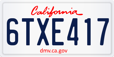 CA license plate 6TXE417