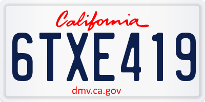 CA license plate 6TXE419