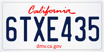 CA license plate 6TXE435