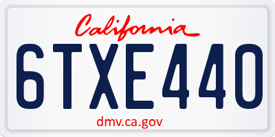 CA license plate 6TXE440