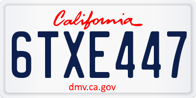 CA license plate 6TXE447