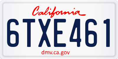 CA license plate 6TXE461