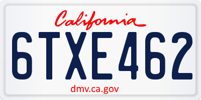 CA license plate 6TXE462