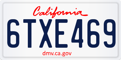 CA license plate 6TXE469