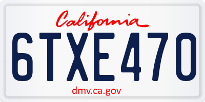 CA license plate 6TXE470