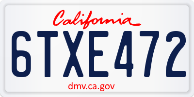 CA license plate 6TXE472
