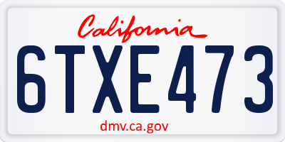 CA license plate 6TXE473