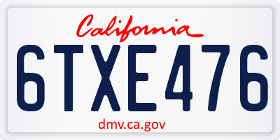 CA license plate 6TXE476