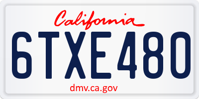CA license plate 6TXE480