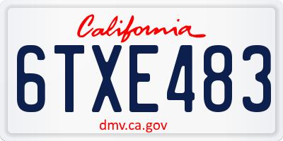 CA license plate 6TXE483
